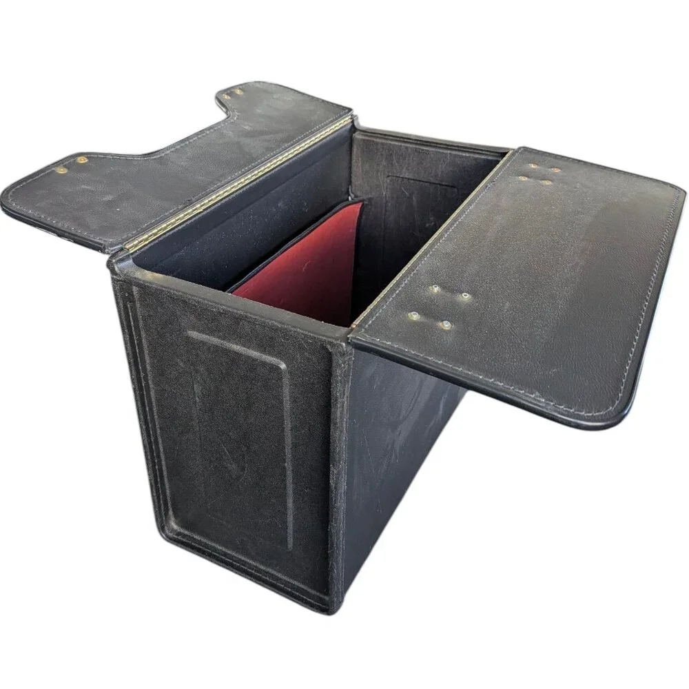 Vintage Faux Leather Banker's Box - Double Hinged Briefcase